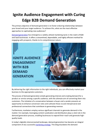 Ignite Audience Engagement with Curing Edge B2B Demand Generation