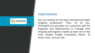 Cheap Freight Forwarders Gmfreight.com