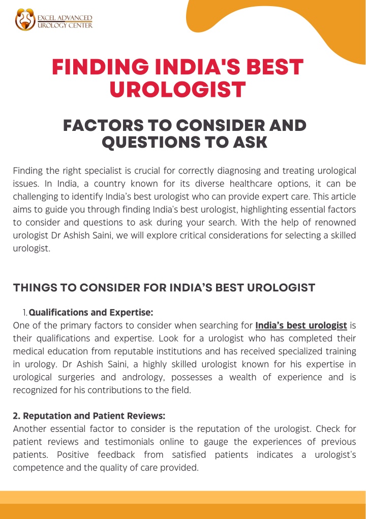 finding india s best urologist factors