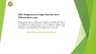 Hire Malpensa to Livigno Taxi Services  Eliteroyalcars.com