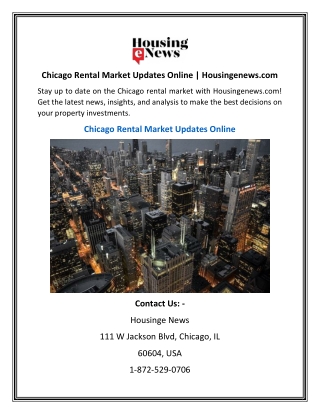 Chicago Rental Market Updates Online | Housingenews.com