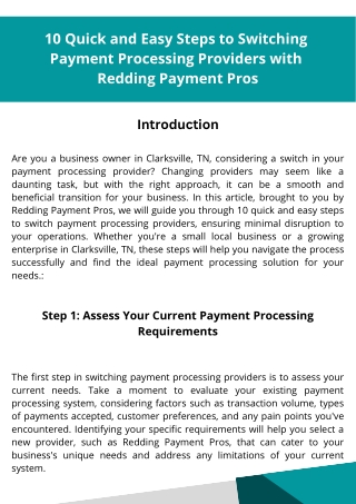 10 Quick and Easy Steps to Switching Payment Processing Providers with Redding Payment Pros