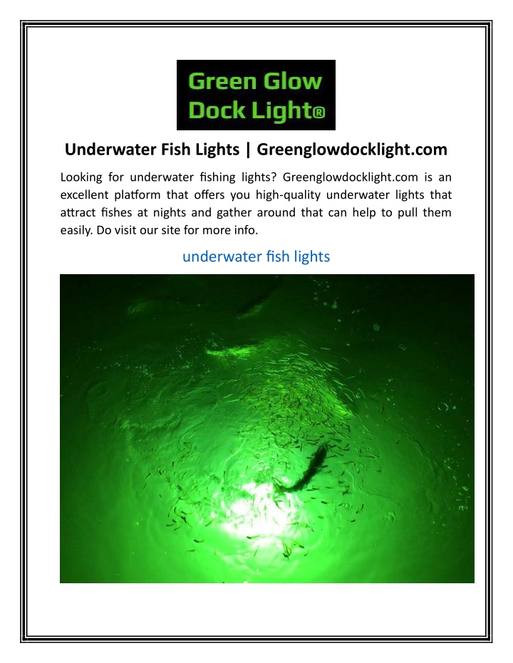 underwater fish lights greenglowdocklight com