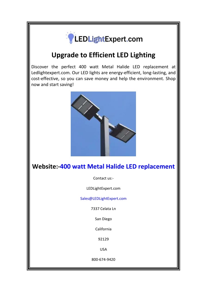 upgrade to efficient led lighting