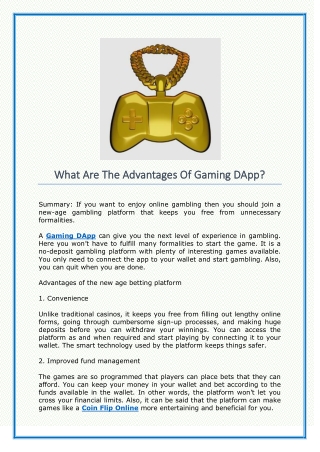 What Are The Advantages Of Gaming DApp