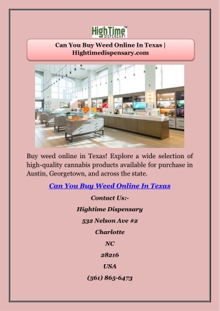 Can You Buy Weed Online In Texas | Hightimedispensary.com