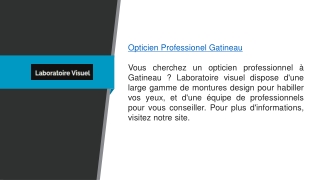 Opticien professionnel Gatineau Laboratoirevisuel.ca