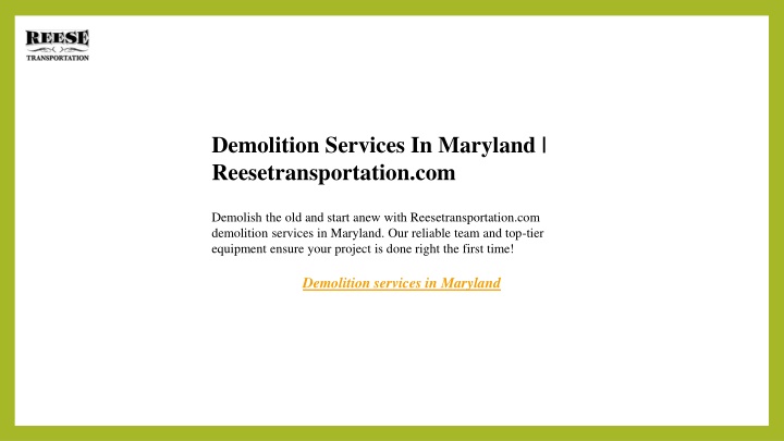 demolition services in maryland