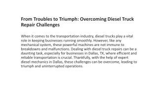 From Troubles to Triumph: Overcoming Diesel Truck Repair Challenges