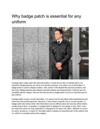 why badge patch is essential for any uniform