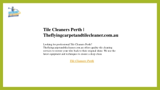 Tile Cleaners Perth  Theflyingcarpetandtilecleaner.com.au