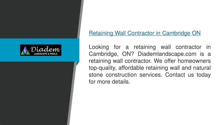 retaining wall contractor in cambridge on looking