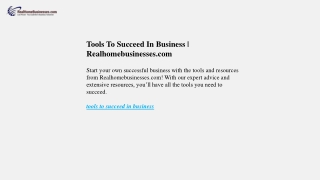 Tools To Succeed In Business  Realhomebusinesses.com