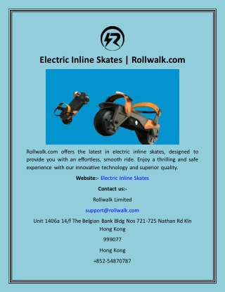 Electric Inline Skates  Rollwalk