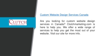 Custom Website Design Services Canada Clutchmarketing.com