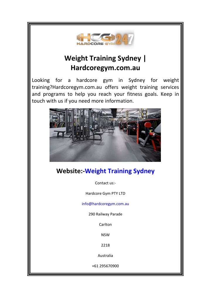 weight training sydney hardcoregym com au