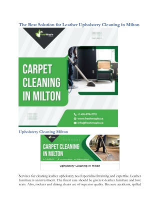 The Best Solution for Leather Upholstery Cleaning in Milton