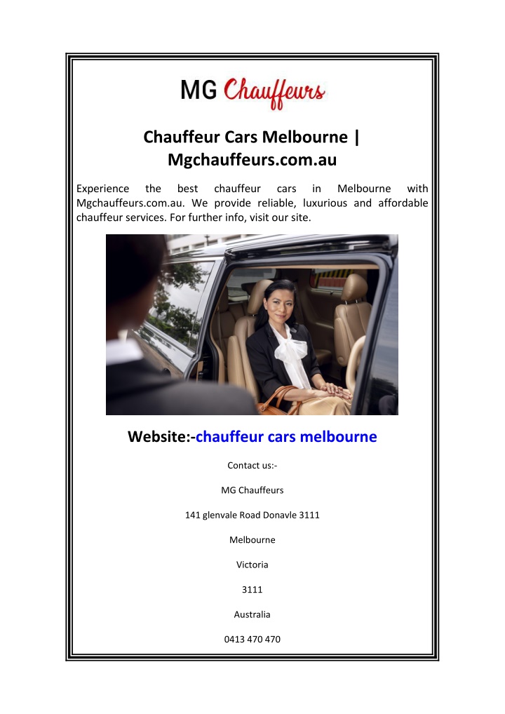 chauffeur cars melbourne mgchauffeurs com au