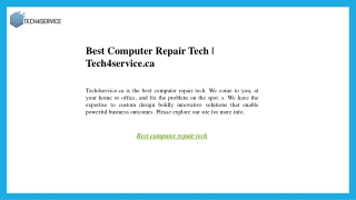 Best Computer Repair Tech  Tech4service.ca