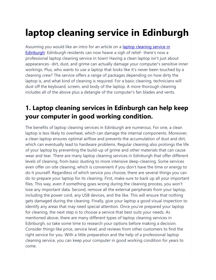 laptop cleaning service in edinburgh