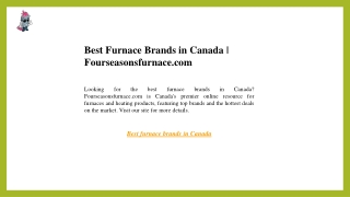 Best Furnace Brands in Canada  Fourseasonsfurnace.com