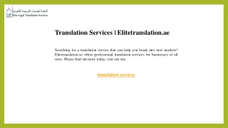 Translation Services  Elitetranslation.ae