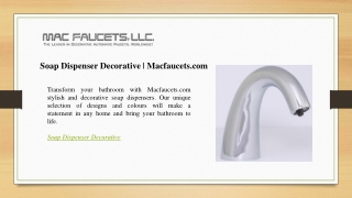 Soap Dispenser Decorative  Macfaucets.com