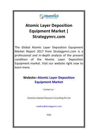 Atomic Layer Deposition Equipment Market  Strategymrc.com