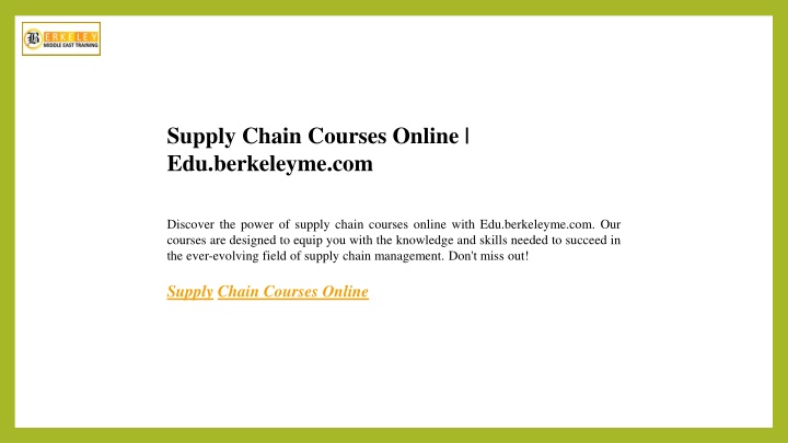 supply chain courses online edu berkeleyme