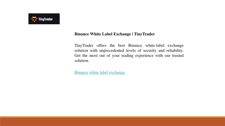 binance white label exchange tinytrader