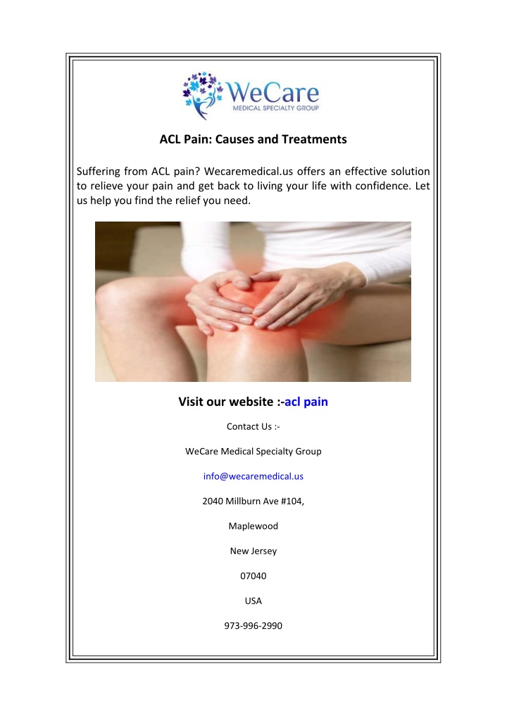 acl pain causes and treatments