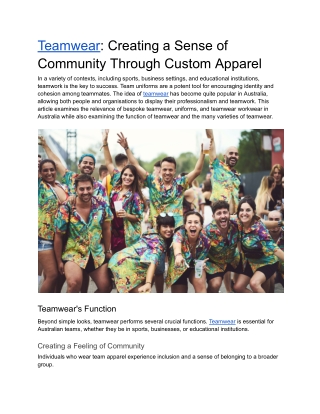 teamwear creating a sense of community through