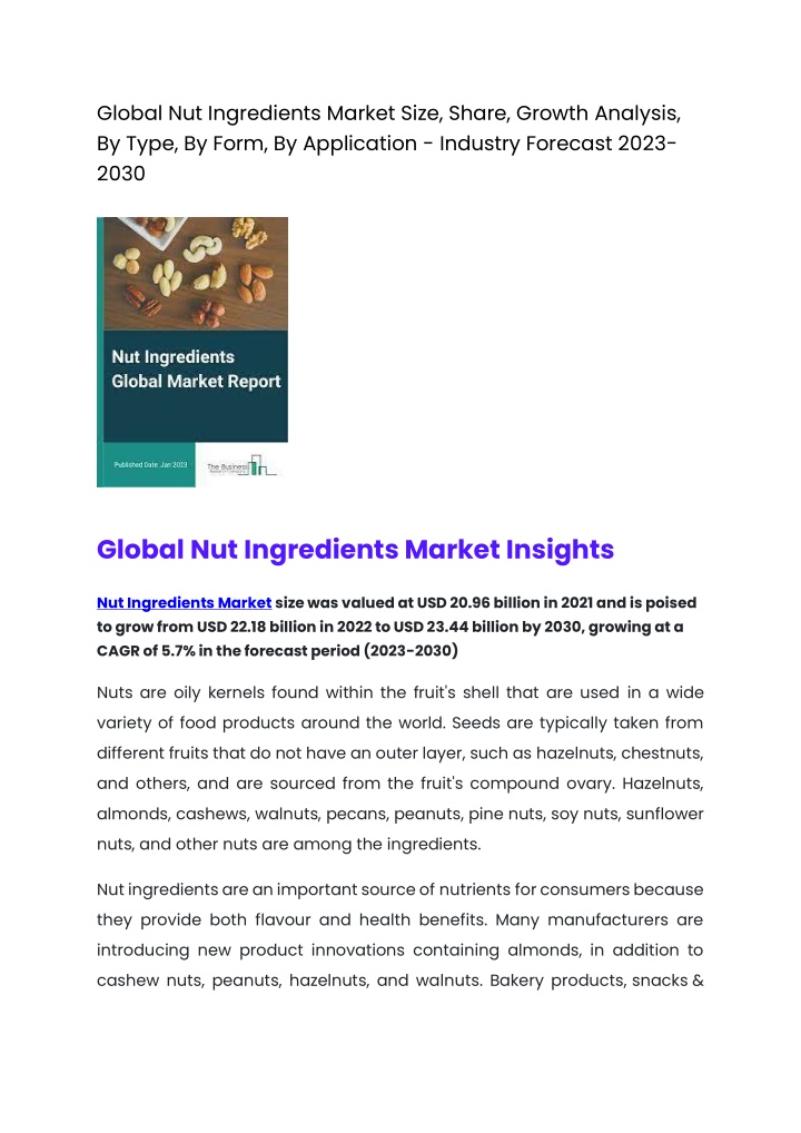global nut ingredients market size share growth