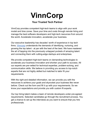 VinnCorp | Your Trusted Tech Partner