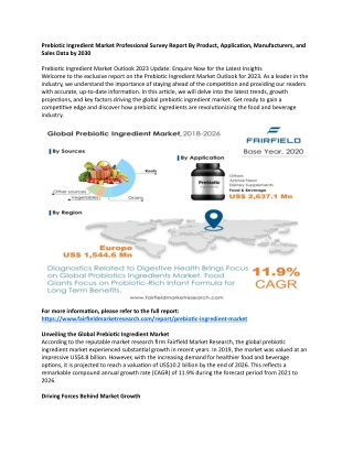 South Korea Prebiotic Ingredient Market Professional Survey Report
