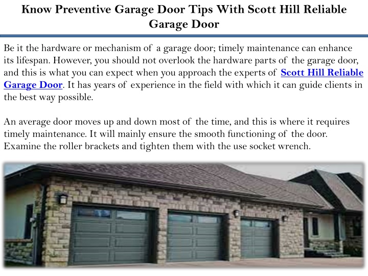 know preventive garage door tips with scott hill