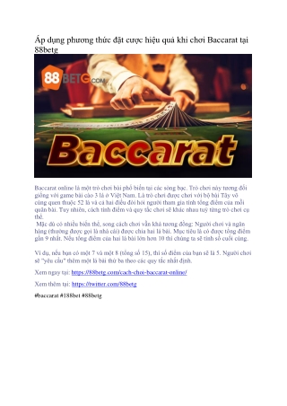 Baccarat là gì? Cách chơi baccarat và những lưu ý khi chơi tại 88betg