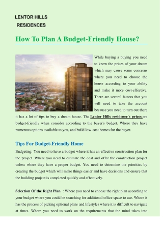 How To Plan A Budget-Friendly House