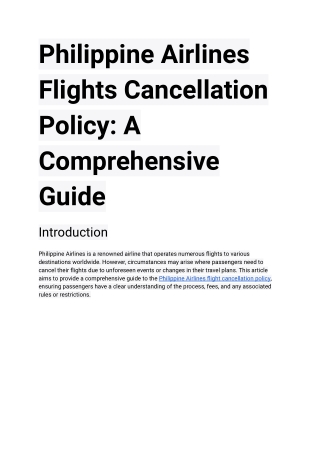 Philippine Airlines Flights Cancellation Policy_ A Comprehensive Guide