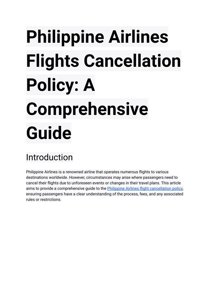 PPT Philippine Airlines Flights Cancellation Policy_ A Comprehensive