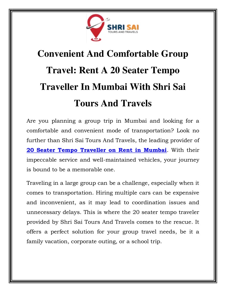 convenient and comfortable group