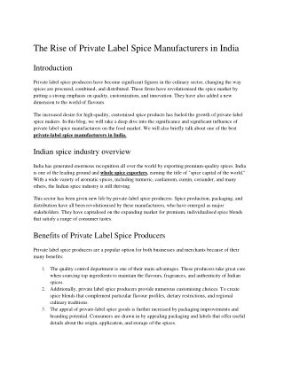The Rise of Private Label Spice Manufacturers in India_Yash