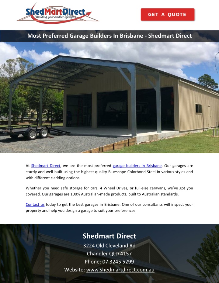 most preferred garage builders in brisbane