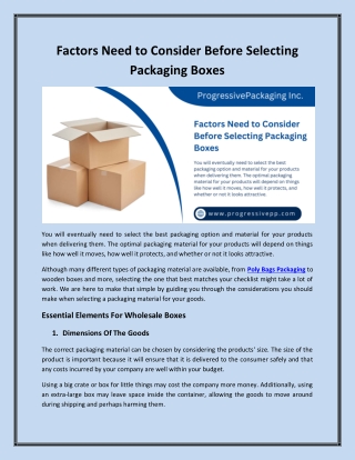 factors need to consider before selecting