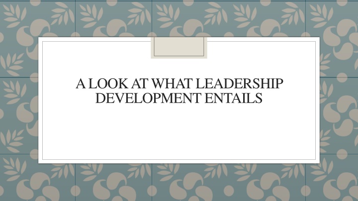 a look at what leadership development entails