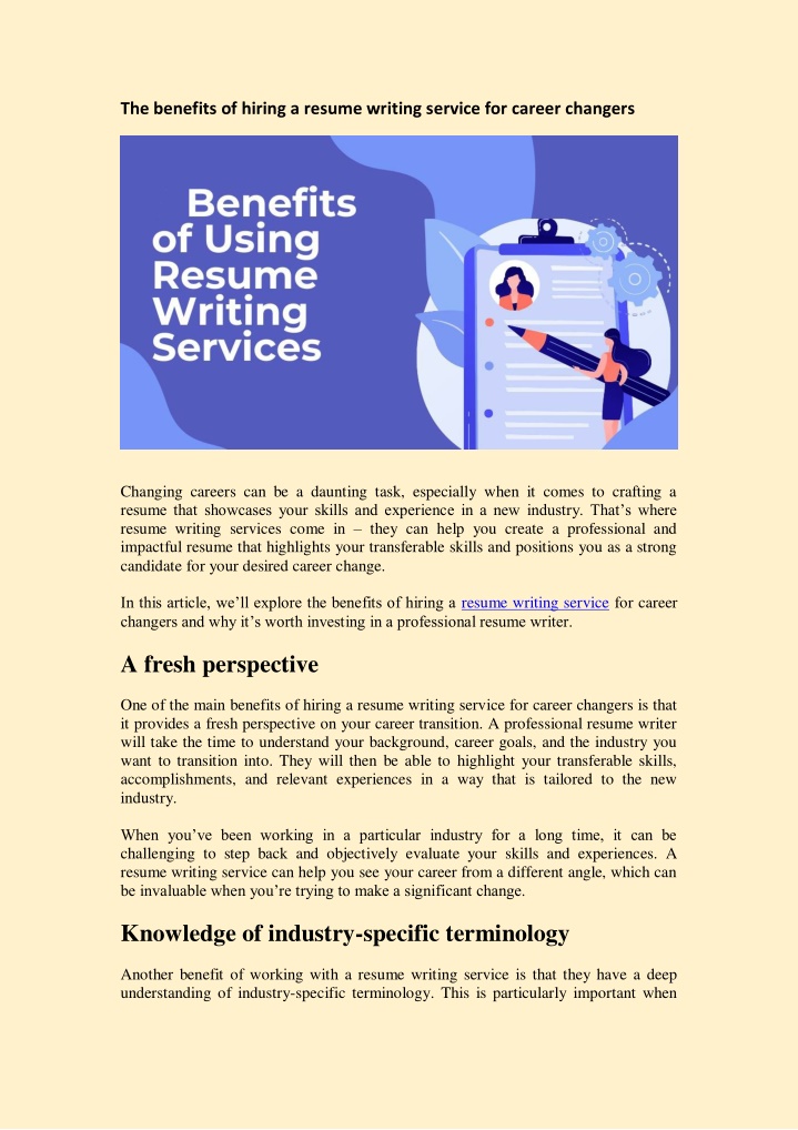 the benefits of hiring a resume writing service