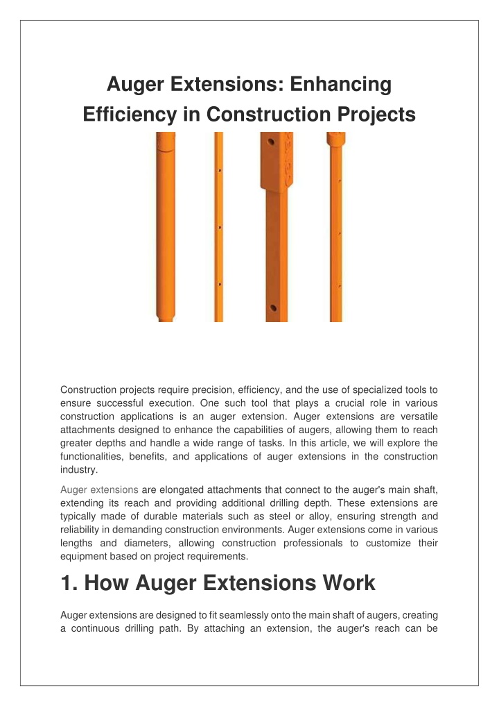 auger extensions enhancing efficiency