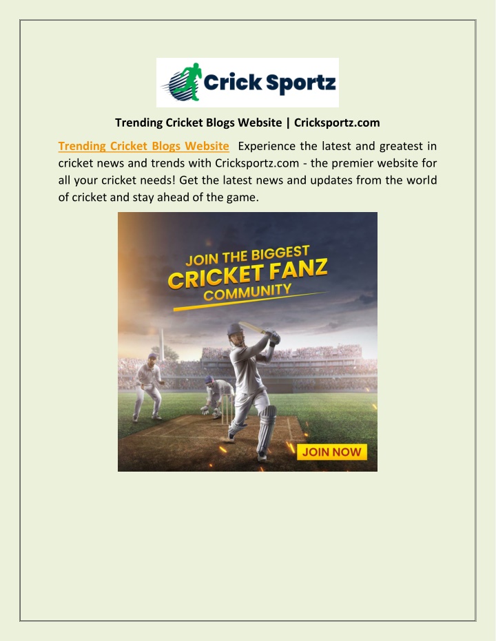 trending cricket blogs website cricksportz com
