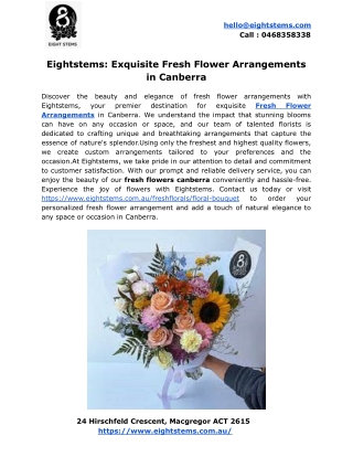 Eightstems: Exquisite Fresh Flower Arrangements in Canberra