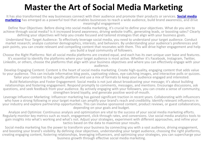 master the art of social media marketing